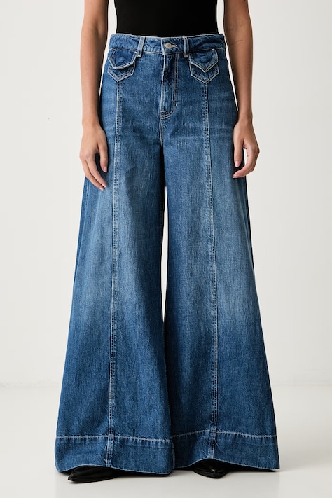 BOSS Orange jeansy wide leg damskie C_JANE HR niebieskie 50564408