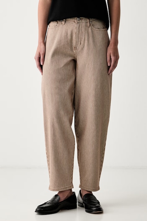 DKNY jeansy barrel damskie brązowe DJ6A4131