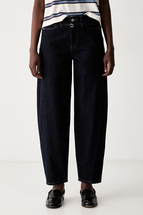 DKNY jeansy barrel damskie granatowe DJ5B4149