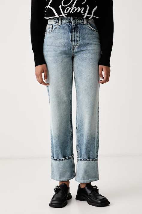 HUGO Jeansy straight damskie Gilissi_6 niebieskie 50563500