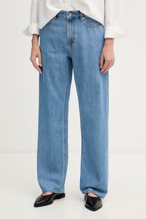 Calvin Klein Jeans jeansy straight damskie niebieskie LV047G799G