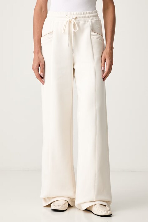 Guess spodnie dresowe damskie z bawełną X NORTH SAILS beżowe high waist W6YB31 K5319
