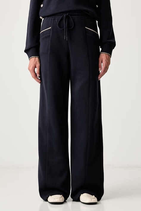 Guess spodnie dresowe damskie z bawełną X NORTH SAILS granatowe high waist W6YB31 K5319