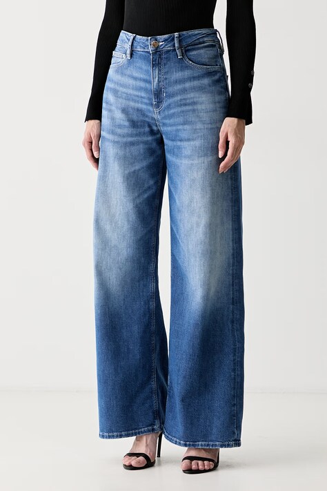 Guess дънки wide leg дамски BELLFLOWER сини W6YA82 D1331