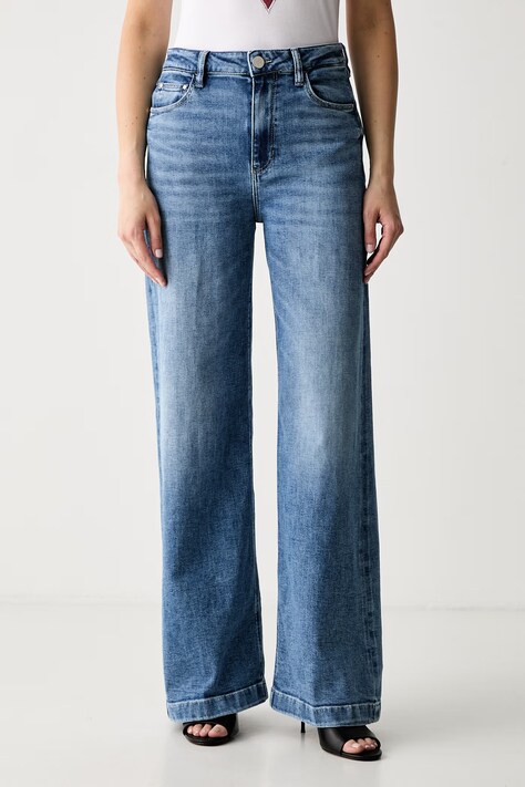 Guess τζιν wide leg γυναικεία BELLAGIO μπλε W6YA1C D1337