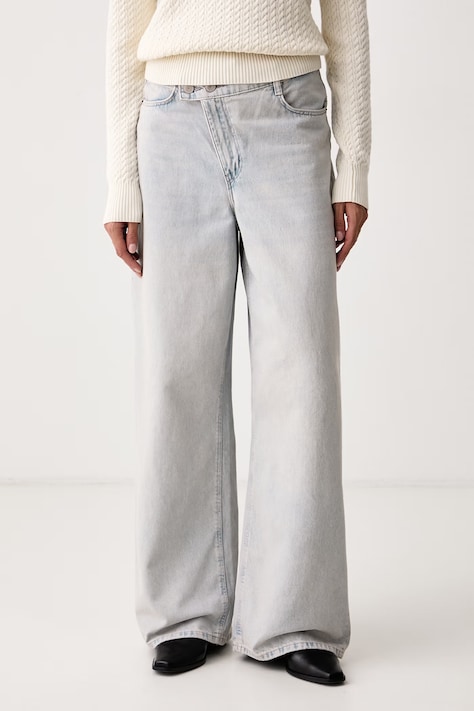 Guess Jeansy wide leg damskie GINA niebieskie W6YAJP D1762