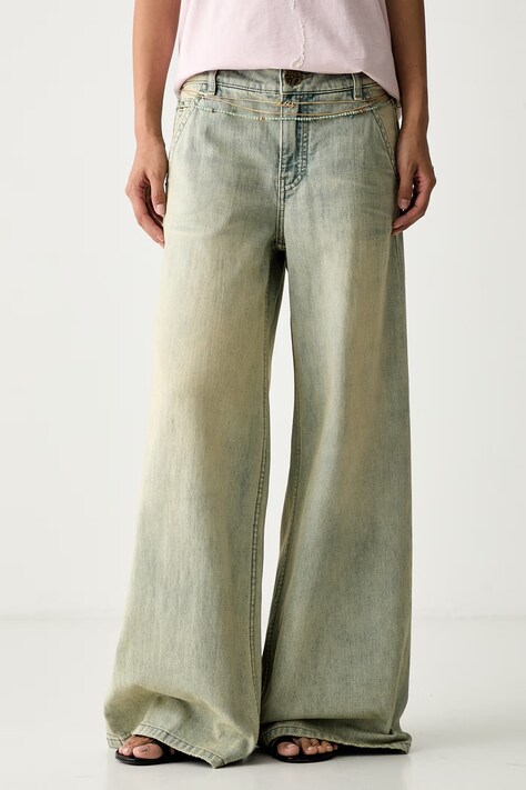 Miss Sixty jeansy wide leg damskie niebieskie 6M2JJ4450A