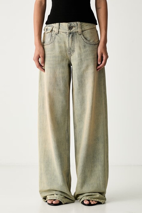 Miss Sixty jeansy wide leg damskie niebieskie 6M2JJ43400