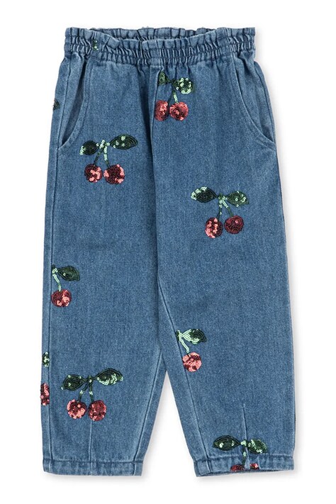 Konges Sløjd Jeansy relaxed fit dziecięce MAGOT SEQUIN FRILL PANTS GOTS granatowe KS106546