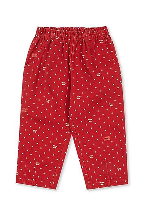 Konges Sløjd Jeansy relaxed fit dziecięce MAGOT FRILL PANTS GOTS czerwone KS106539