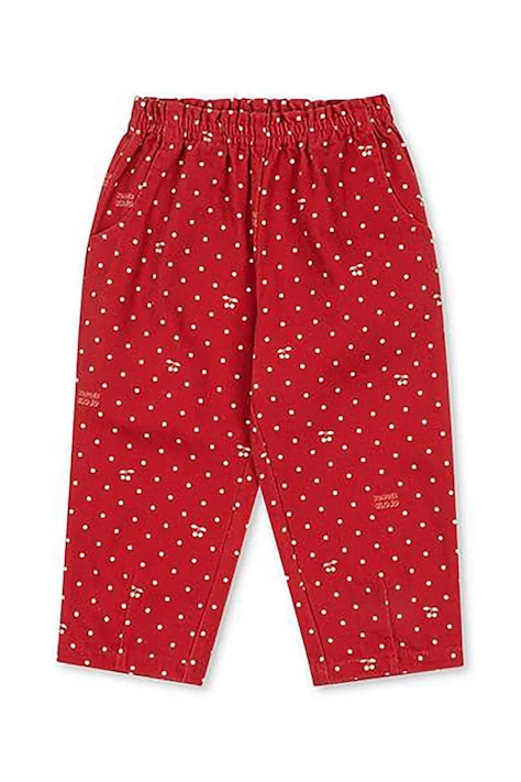 Konges Sløjd Jeansy relaxed fit dziecięce MAGOT FRILL PANTS GOTS czerwone KS106539