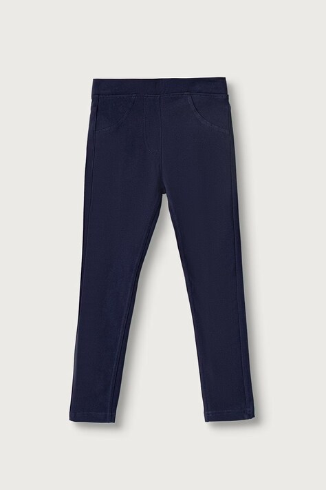 United Colors of Benetton Legginsy dziecięce bawełniane z elastanem granatowe regular waist 4T32CE00S