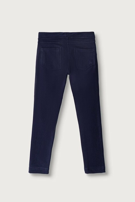 United Colors of Benetton Legginsy dziecięce bawełniane z elastanem granatowe regular waist 4T32CE00S