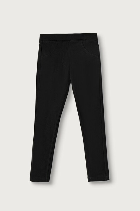 United Colors of Benetton Legginsy dziecięce bawełniane z elastanem czarne regular waist 4T32CE00S