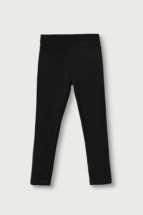 United Colors of Benetton Legginsy dziecięce bawełniane z elastanem czarne regular waist 4T32CE00S