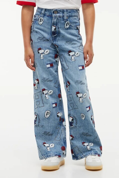Tommy Hilfiger Jeansy wide leg dziecięce x Peanuts niebieskie KG0KG09623