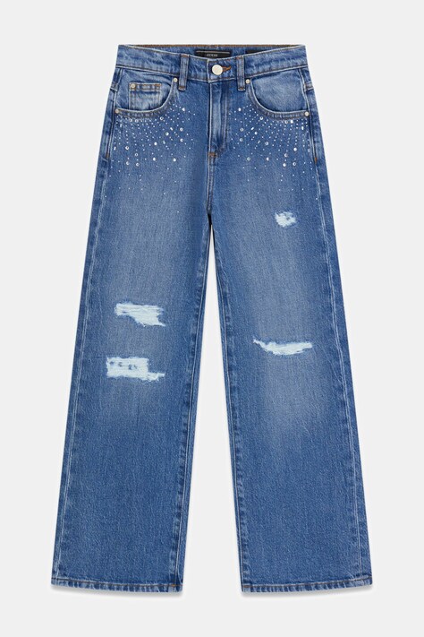 Guess Jeansy flare dziecięce niebieskie J6BA10 D2210