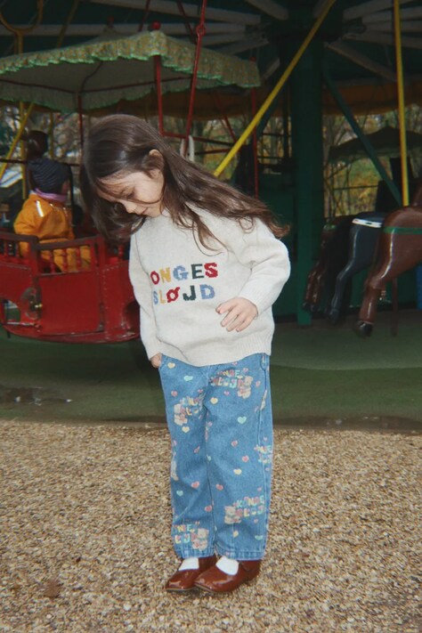 Konges Sløjd mom kavbojke otroške MAGOT FRILL PANTS GOTS modre KS106129
