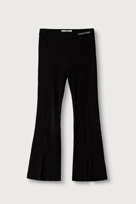 Calvin Klein Jeans legginsy dziecięce z bawełną Flare czarne high waist LVCKFJC14G