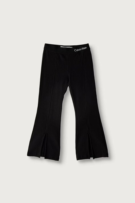 Calvin Klein Jeans legginsy dziecięce z bawełną Flare czarne regular waist LVCKFJC14G