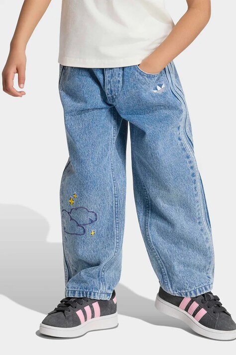 adidas Originals jeansy loose dziecięce niebieskie KU8317