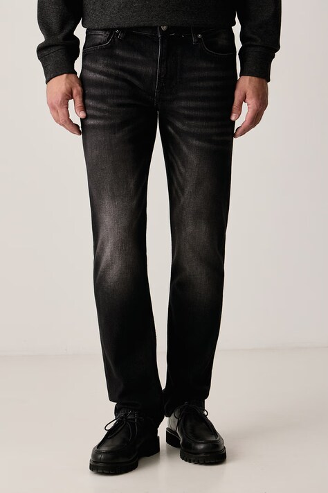 Guess Jeansy slim taper męskie FINNLEY czarne M6BAS2 D2062