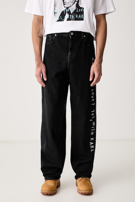 Karl Lagerfeld Jeans Blugi relaxed fit pentru bărbați x Pietro Terzini negri B4M10109