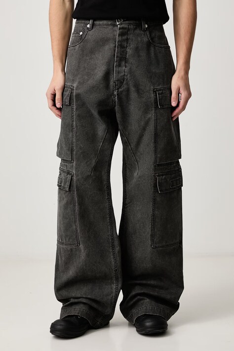 Rick Owens DRKSHDW Double Cargo blugi relaxed fit pentru bărbați gri DU02F6361 CVG