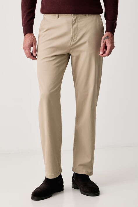U.S. Polo Assn. Spodnie męskie bawełniane z elastanem RELAXED FIT CHINO beżowe regular waist MUP5479