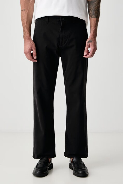 U.S. Polo Assn. Spodnie męskie bawełniane z elastanem RELAXED FIT CHINO czarne regular waist MUP5479