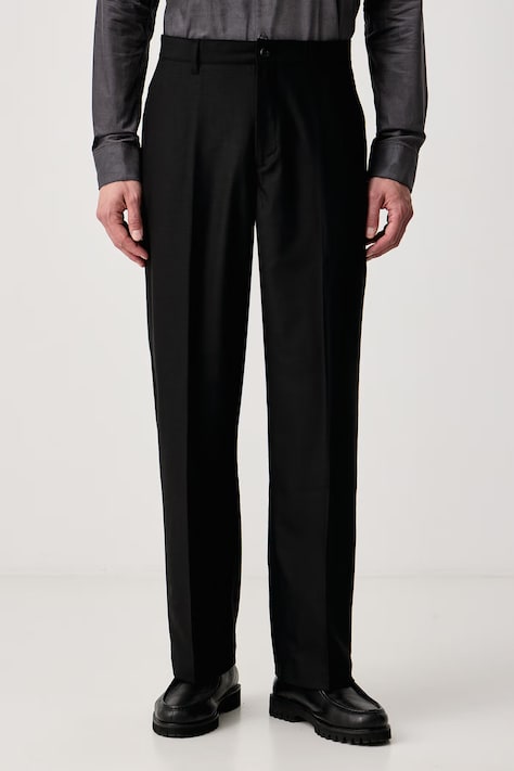 Les Deux Spodnie męskie z wełną czarne regular waist 1002296