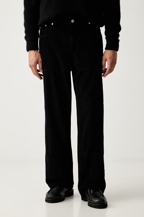 Karl Lagerfeld Jeans spodnie męskie sztruksowe czarne regular waist B3M10017