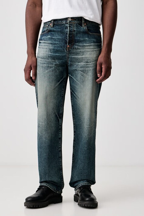 Kenzo Jeansy straight męskie niebieskie FG65DP3366U8