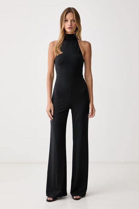 Le Privé Kombinezon damski z wiskozą MAELLE JUMPSUIT NOIR czarny LP00827