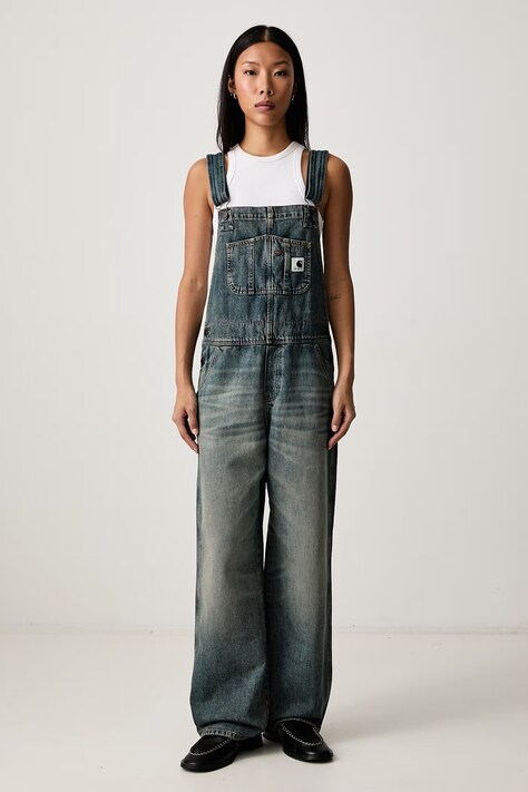 Carhartt WIP Bib Overall Straight дънков гащеризон дамски син I036597