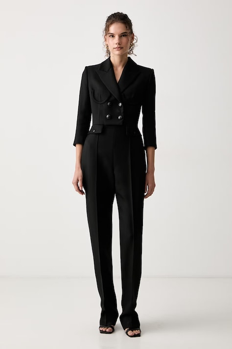 Elisabetta Franchi Salopetă de costum pentru femei cu lână neagră TU06766E2