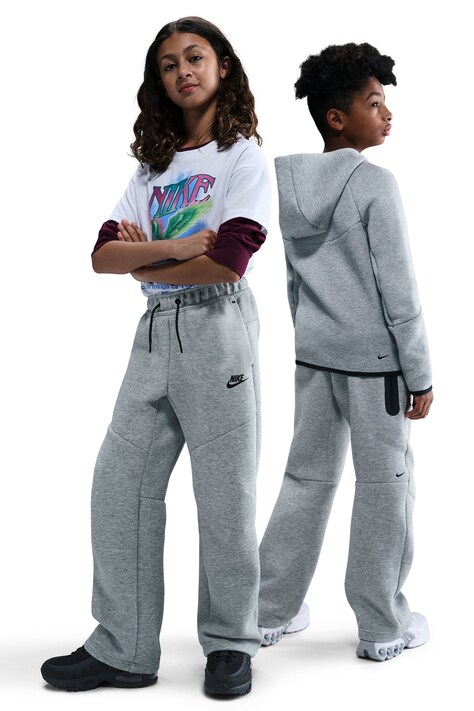 Nike Spodnie dresowe dziecięce z bawełną Nike Sportswear Tech Fleece szare high waist IM0494