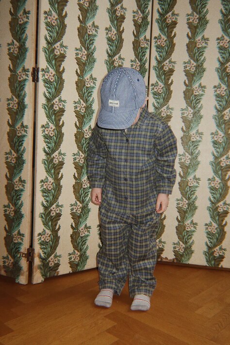 Konges Sløjd Spodnie dziecięce bawełniane CARA PANTS GOTS niebieskie regular waist KS108133