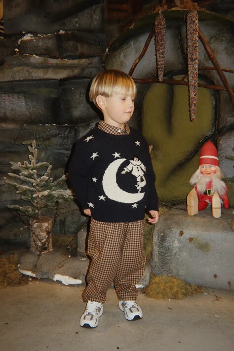 Konges Sløjd Spodnie dziecięce bawełniane FORET PANTS GOTS brązowe KS106475
