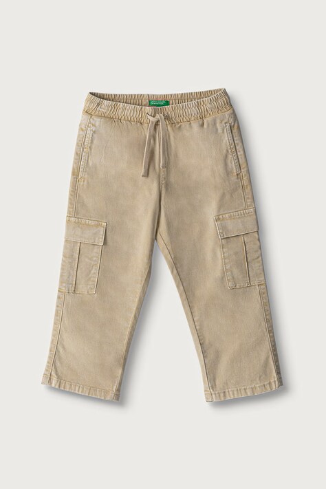 United Colors of Benetton Spodnie cargo dziecięce bawełniane z elastanem beżowe regular waist 44KYGF038