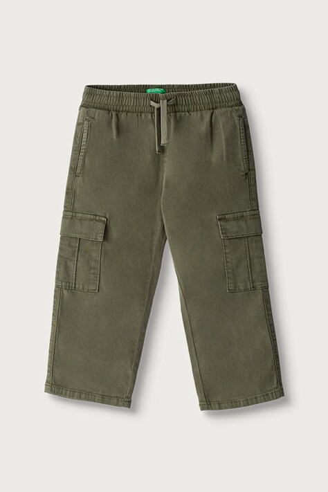 United Colors of Benetton Spodnie cargo dziecięce bawełniane z elastanem turkusowe regular waist 44KYGF038