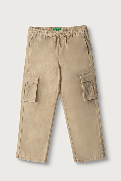 United Colors of Benetton Spodnie cargo dziecięce bawełniane z elastanem beżowe regular waist 44KYCF05Z