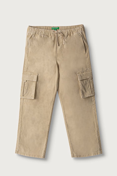United Colors of Benetton Spodnie cargo dziecięce bawełniane z elastanem beżowe regular waist 44KYCF05Z