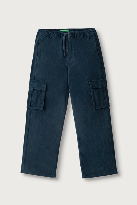 United Colors of Benetton Spodnie cargo dziecięce bawełniane z elastanem granatowe regular waist 44KYCF05Z