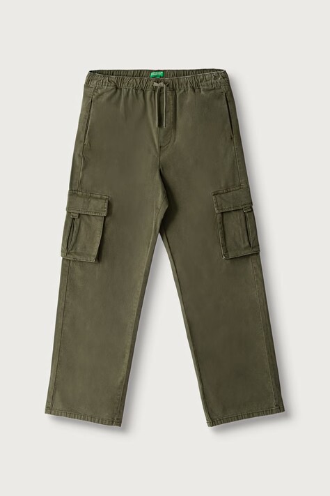United Colors of Benetton Spodnie cargo dziecięce bawełniane z elastanem turkusowe regular waist 44KYCF05Z