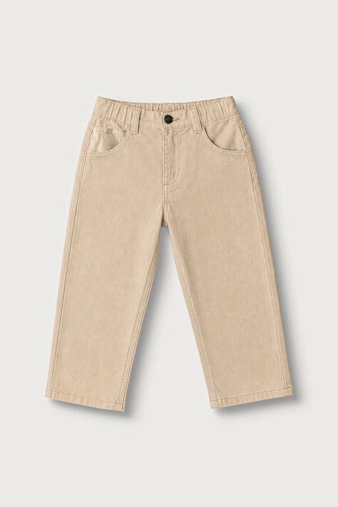 United Colors of Benetton Spodnie dziecięce bawełniane z elastanem beżowe regular waist 46F5GF037
