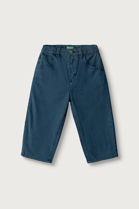 United Colors of Benetton Spodnie dziecięce bawełniane z elastanem granatowe regular waist 46F5GF037