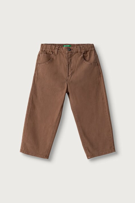 United Colors of Benetton Spodnie dziecięce bawełniane z elastanem brązowe regular waist 46F5GF037