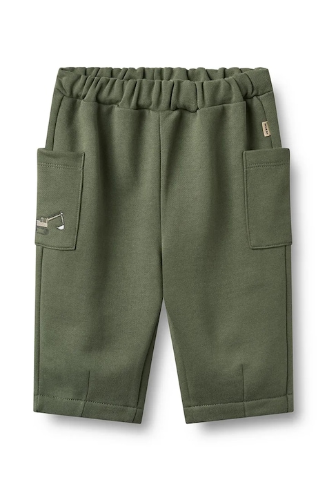 Wheat Spodnie cargo dziecięce bawełniane zielone regular waist 6897-672-GOTS