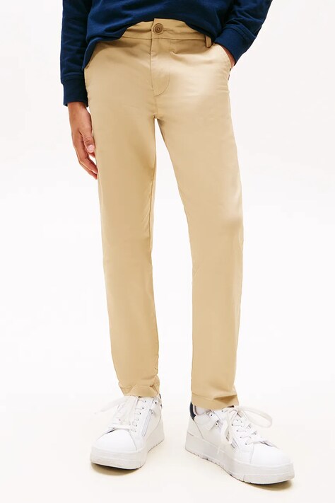 Tommy Hilfiger Spodnie chinos dziecięce z bawełną beżowe regular waist KB0KB09638